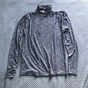 LOFT -Spacedye soft ribbed pleated sleeve turtleneck top. Size Small Brand New